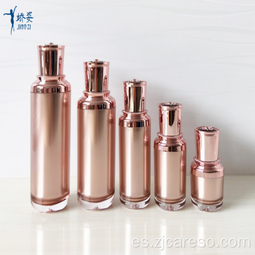 2018 botellas cosméticas de acrílico de oro rosa de lujo